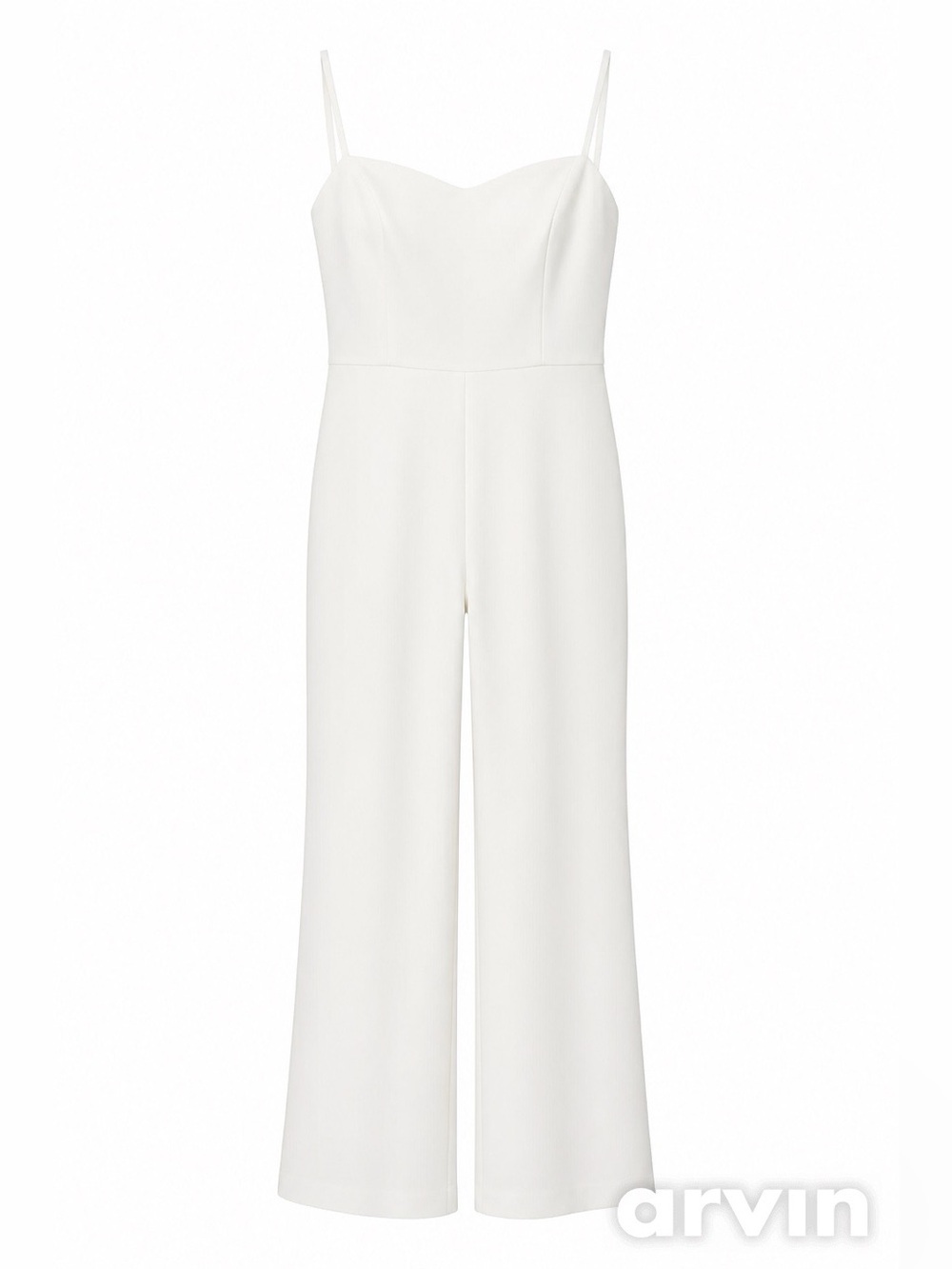 French Connection White Subtle Sweetheart Neckline Wide-Leg Jumpsuit - Size 8